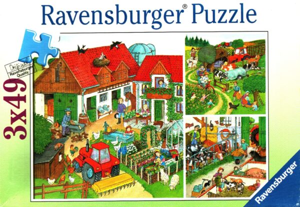 Ravensburger- Bauernhofleben, 3 x 49 Teile Puzzle