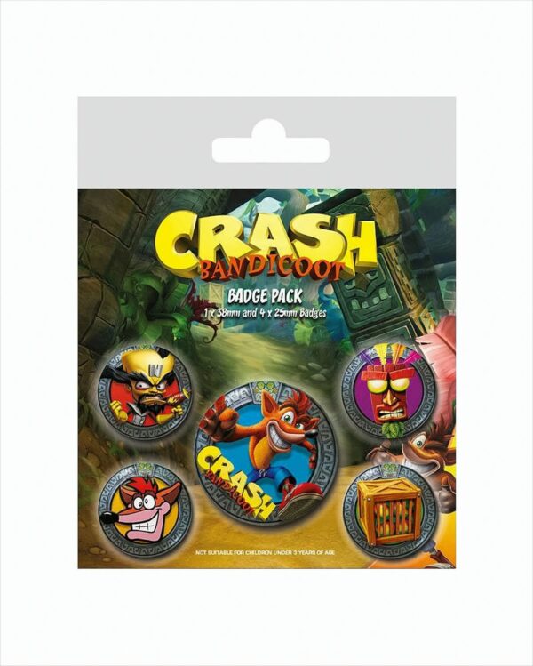 Crash Bandicoot Ansteck-Buttons 5er-Pack Pop Out