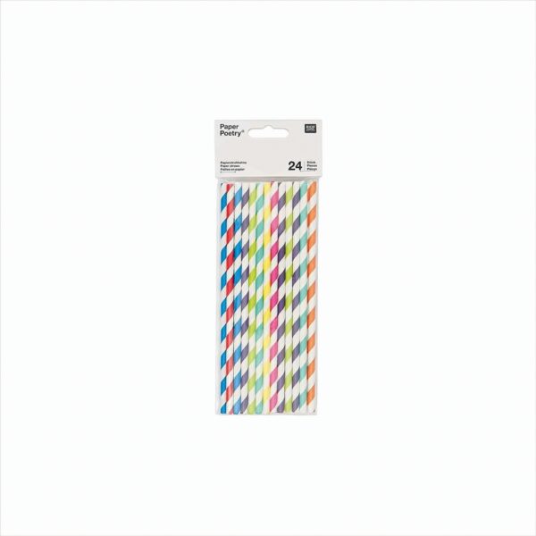 Papierstrohhalme mix multicolor, 24 Stück