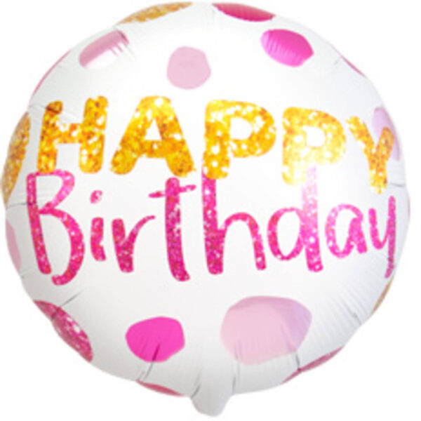 Folienballon 'Happy Birthday!' mit Punkten - 45cm