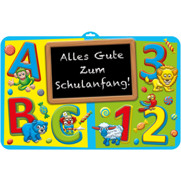 Kinderfest ABC 3D Türschild mit Aufschrift Alles Gute zum Schulanfang! - 58x38 cm