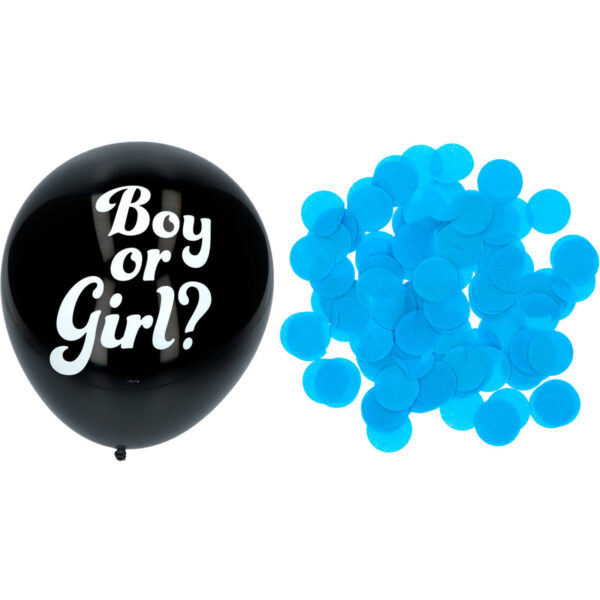 Gender Reveal Boy or Girl Ballon Junge mit blauem Konfetti 41cm - 3 Stück