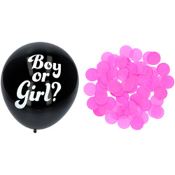 Gender Reveal Boy or Girl Ballon Mädchen mit rosa Konfetti 41cm - 3 Stück