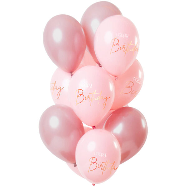 Ballon Set Elegant Lush Blush Happy Birthday Pink 30cm - 12 Stück