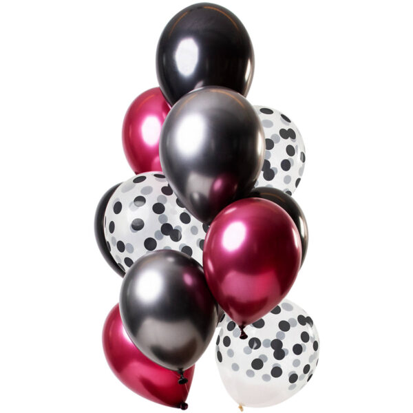 Ballon Set Dark Richness Schwarz/Rot  30cm - 12 Stück