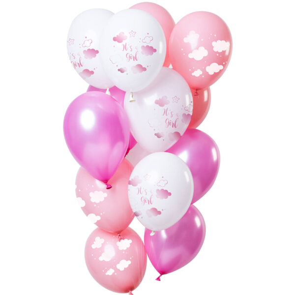 Ballon Set "It's a girl" Pink/Weiß 30cm - 12 Stück