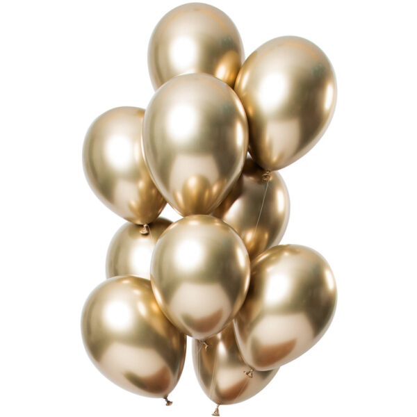 Ballon Set Mirror Effect Gold 33cm - 12 Stück