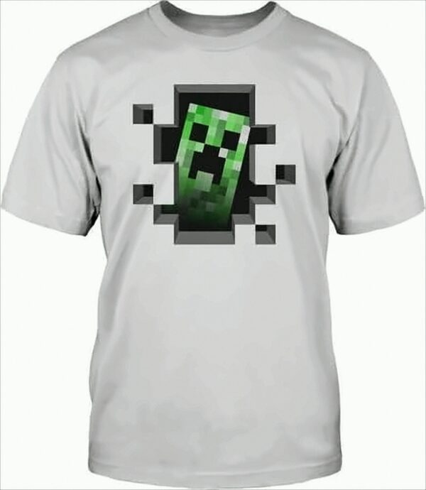 Minecraft Creeper Kinder T-Shirt 122/128 weiß