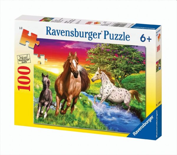 Pferde im Abendrot - 100 Teile Puzzle