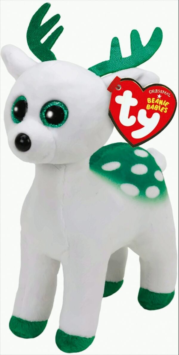 Ty Plüsch - Beanie Babies - Peppermint, Rentier weiss 15cm