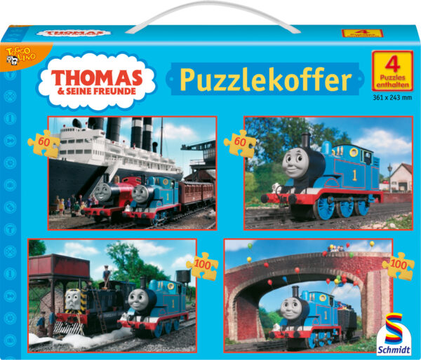 Schmidt Spiele - Puzzlekoffer Thomas & seine Freunde, 2 x 60 / 2 x 100 Teile