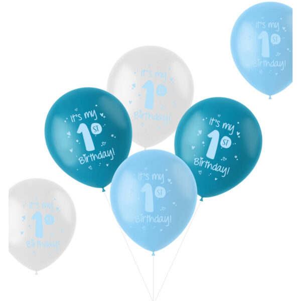 Ballons 'It's my 1st Birthday!' Blau 33cm - 6 Stück