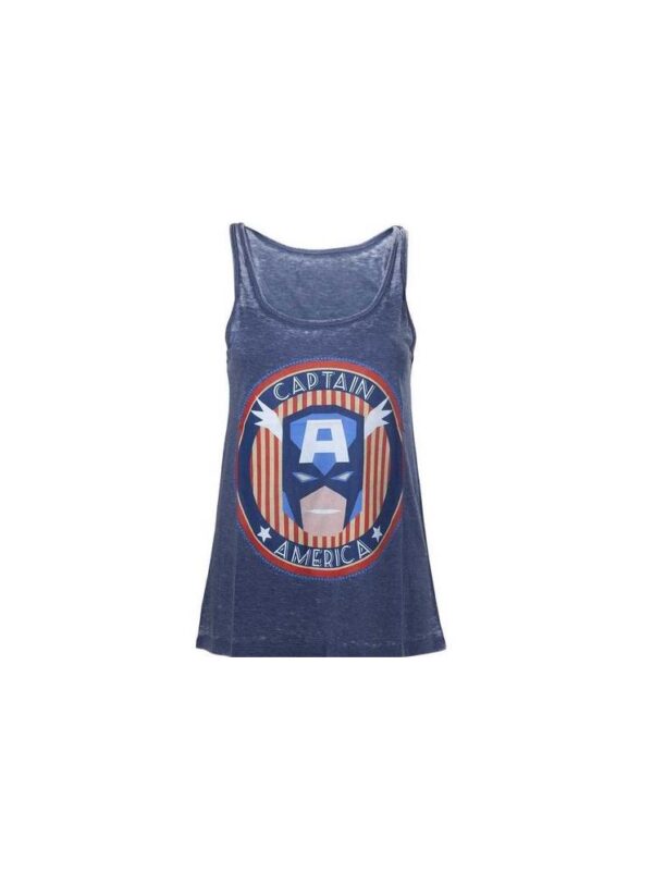 Captain America Burnout Washed Girl-Top blau M