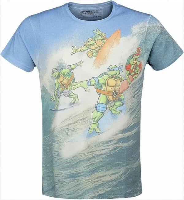 TMNT Herren All Over Surfing Turtles Top, blau, S