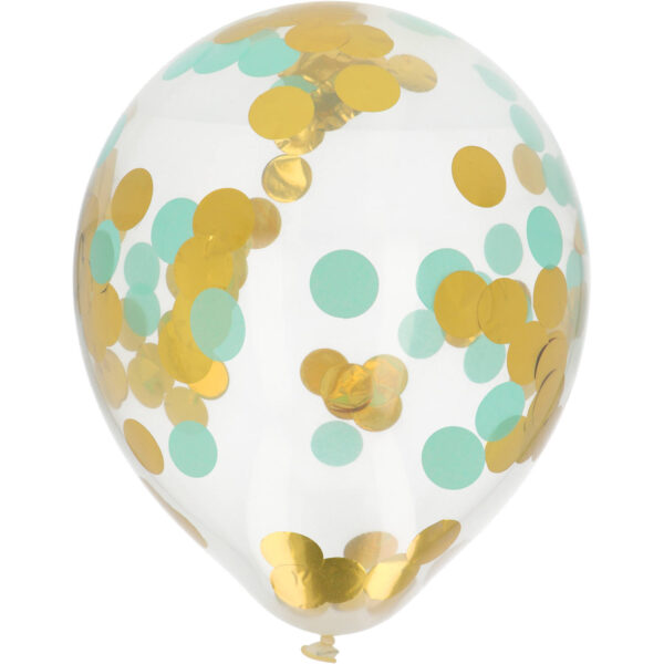 Ballons mit Konfetti Gold & Mint 30cm - 4 Stück