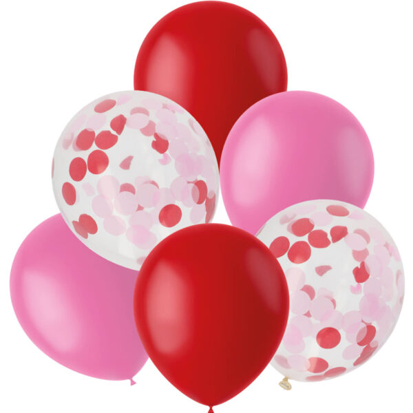 Ballons Mix Rot & Rosa 30cm - 6 Stück