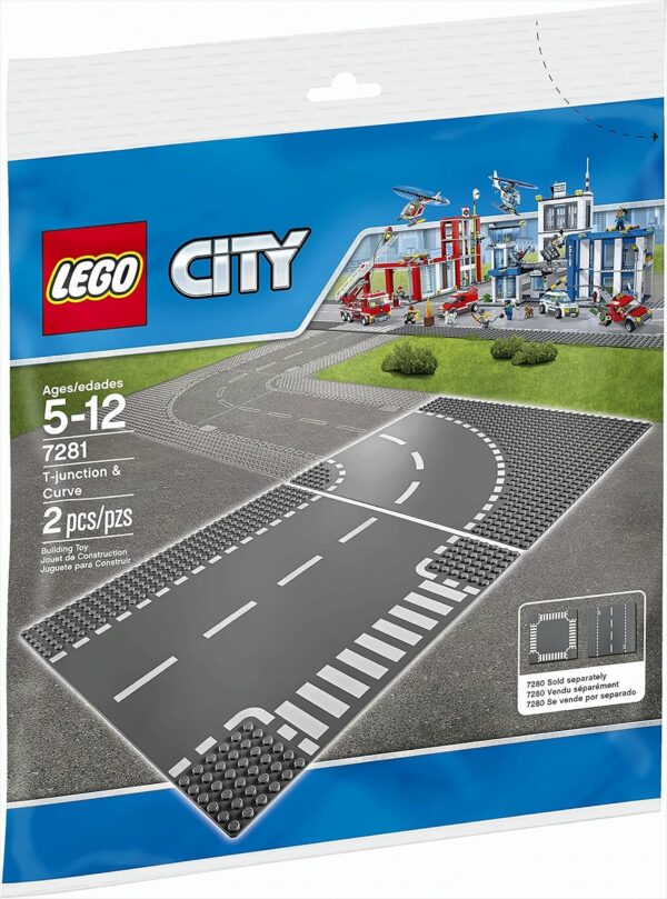 LEGO City Town T-Junction and Curve Plate 7281 Building Kit by