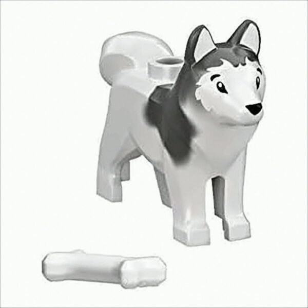 LEGO Animal Minifigure Husky Artic Sled Dog with Bone