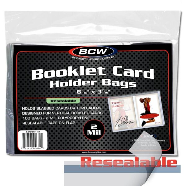 BCW Booklet Card Holder Bags Reseal. verti(100ct.)