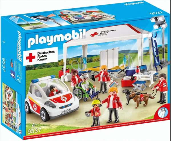 PLAYMOBIL 9537 DRK Versorgungszelt mit Notarzt-Einsatzfahrzeug .