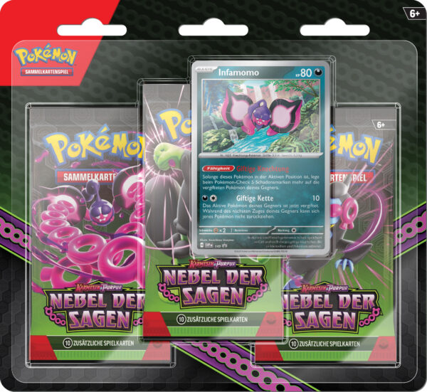 Pokémon 3er-Pack-Blister Karmesin & Purpur - Nebel der Sagen