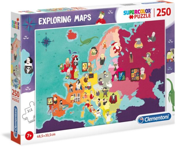 Exploring Maps - Great people in Europe, 250 Teile Puzzle