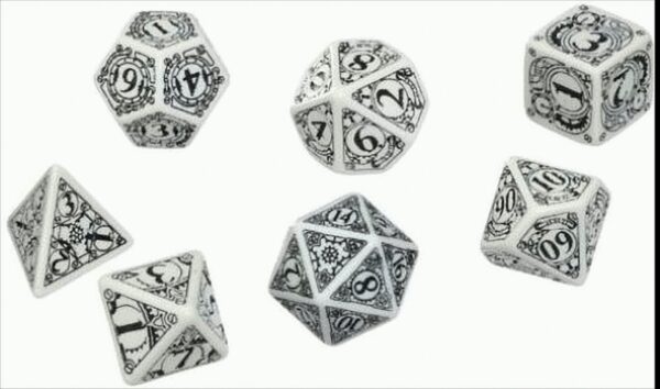 Steampunk Dice White/Black (7 Stk.)