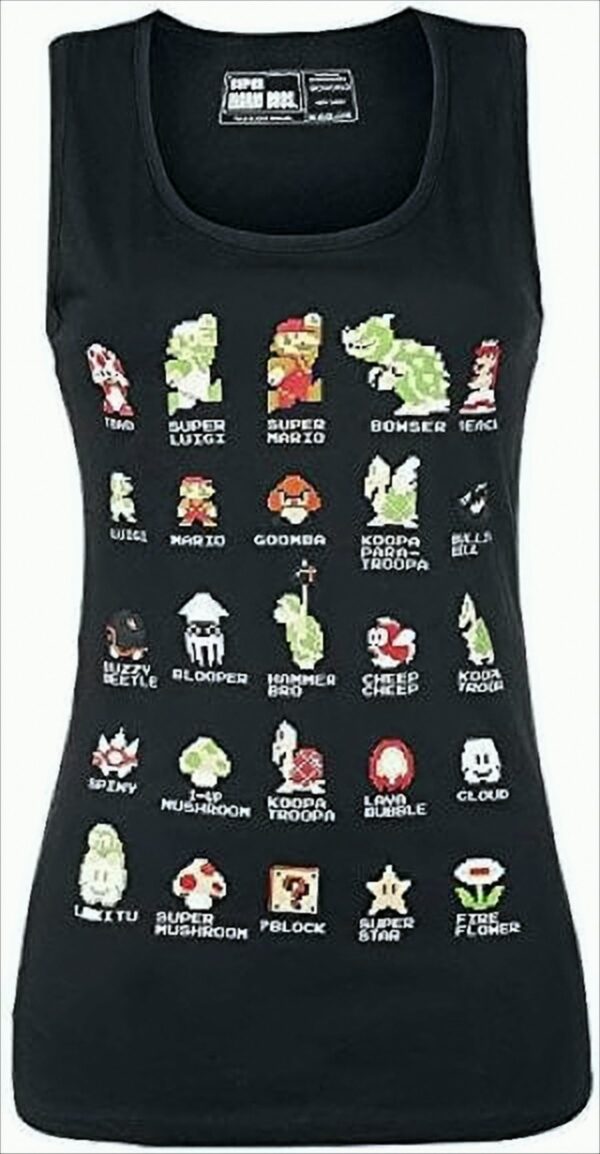 Nintendo - Damen Top - Mario Pixel, schwarz -L-