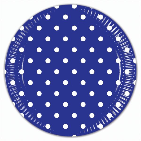 8 x Blue Royal Dots Pappteller - Groß 23cm