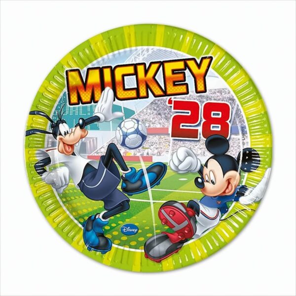 8 x Mickey Fußball Pappteller - Groß 23cm