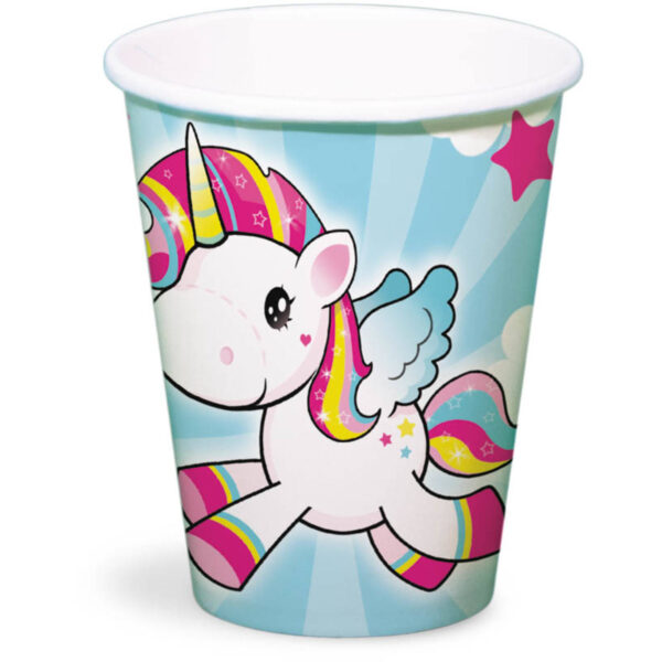 Einhorn Pappbecher 250 ml - 8 Stück