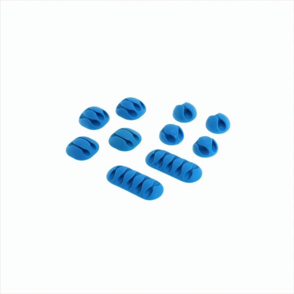 OTB Kabelmanagement - Kabelclips / Kabelhalter - 10er Set blau