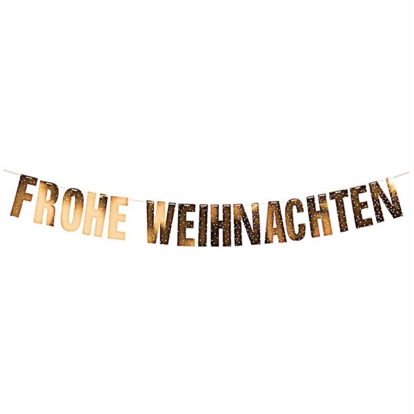 Girlande Frohe Weihnachten Gold 3 Meter