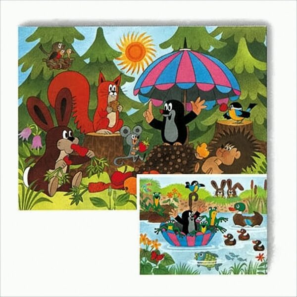 Der Maulwurf im Wald / Am Bach, 2 x 20 Teile Puzzle