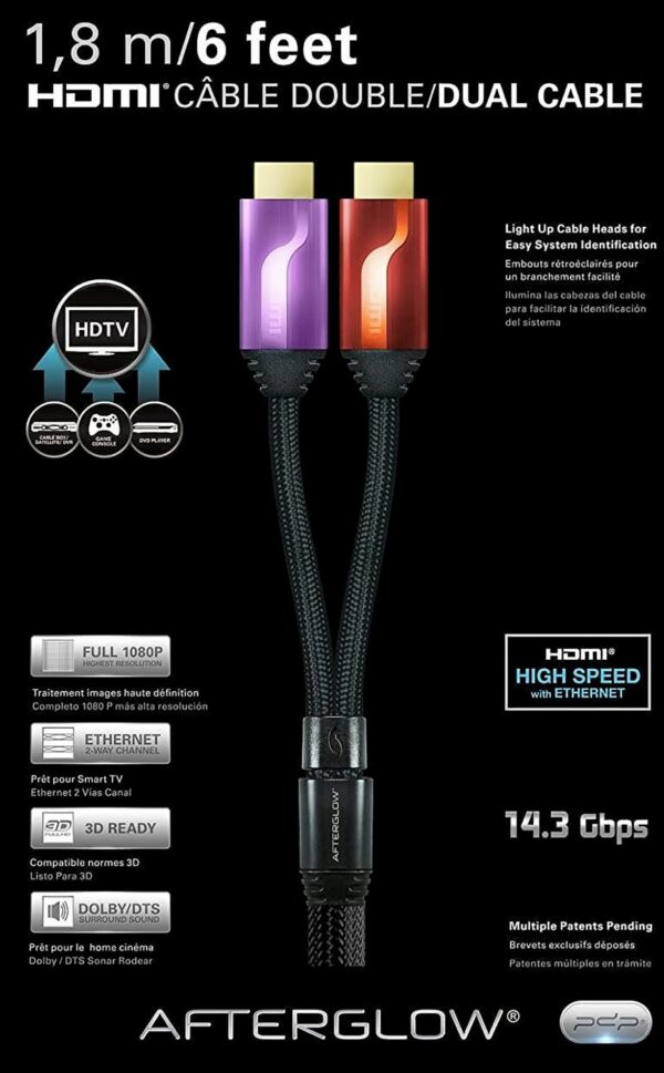 Afterglow HDMI Kabel 1,8m 2 Stk in Lila und Rot