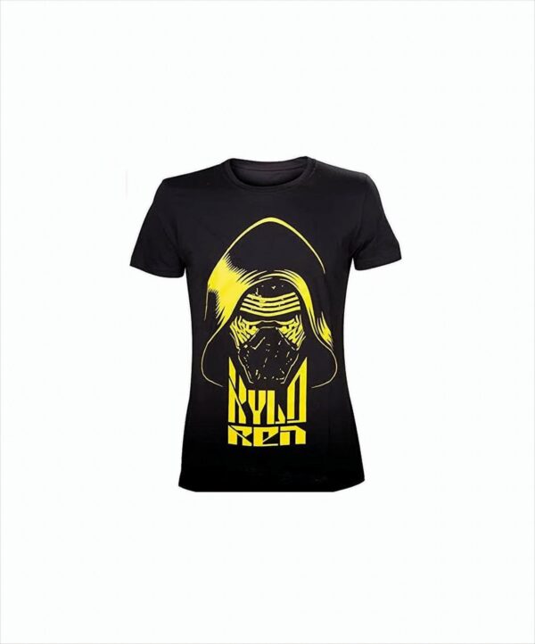 Star Wars Herren T-Shirt the Force Awakens Adult Male Kylo Ren Yellow Face, Schwarz, S