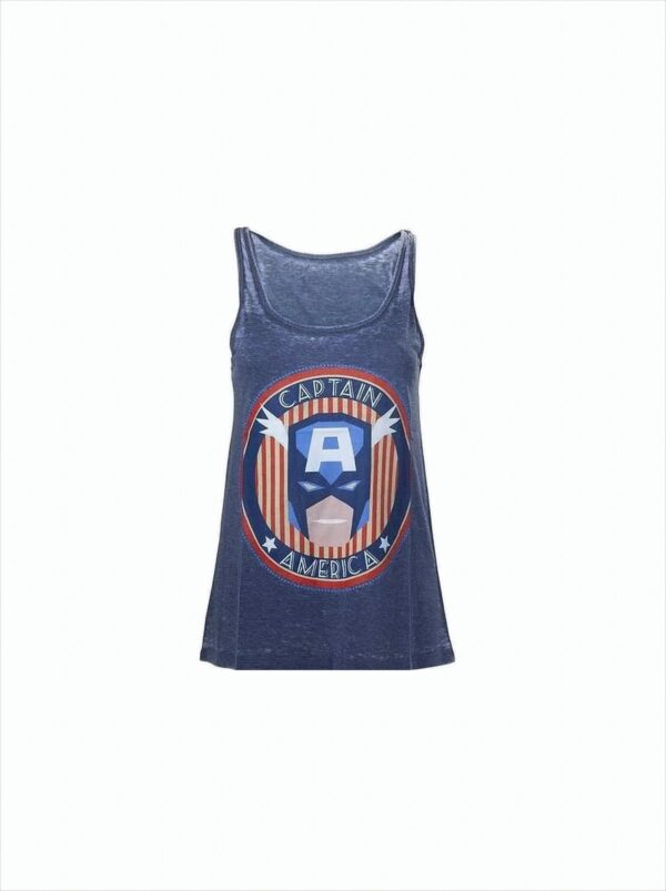 Captain America Burnout Washed Girl-Top blau M