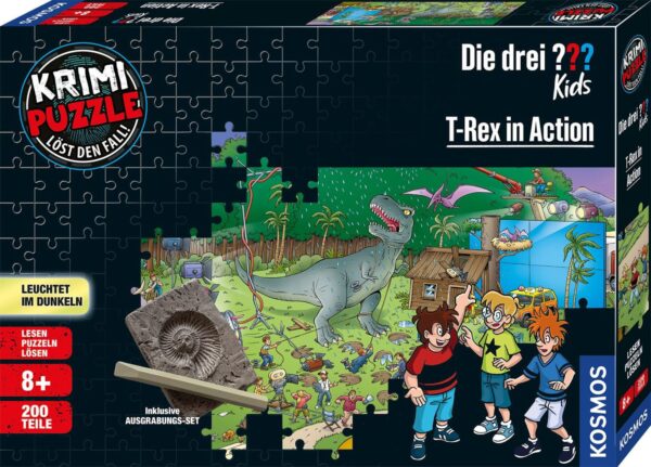 KOSMOS - Krimi-Puzzle - Die drei ??? Kids - T-Rex in Action, 200 Teile