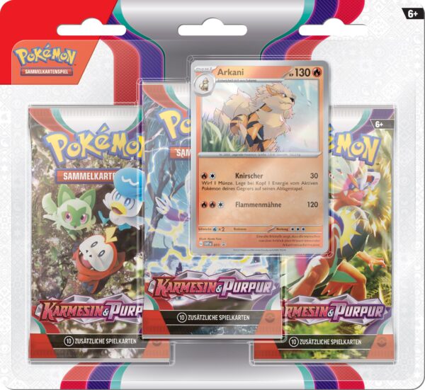 Pokemon 3-er Blister Pack Display Sortierter Artikel Arkani oder Heerashai