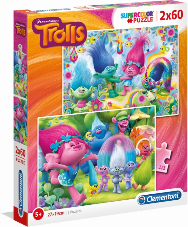 Trolls - Supercolor Puzzle, 2 x 60 Teile