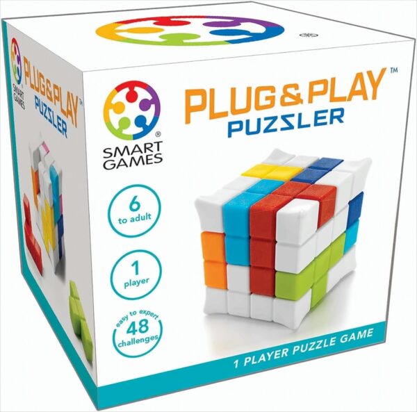 Plug & Play Puzzler, 1 Player Puzzle Game with 48 Challenges, 6+ Years