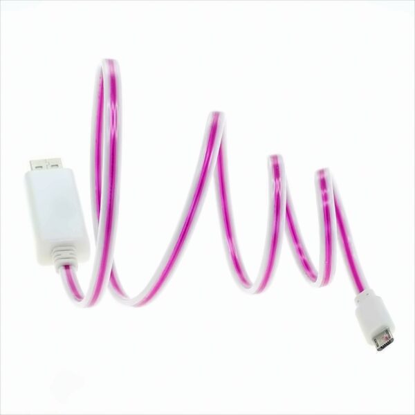 OTB Datenkabel Micro-USB mit animiertem Lauflicht - weiß-violett