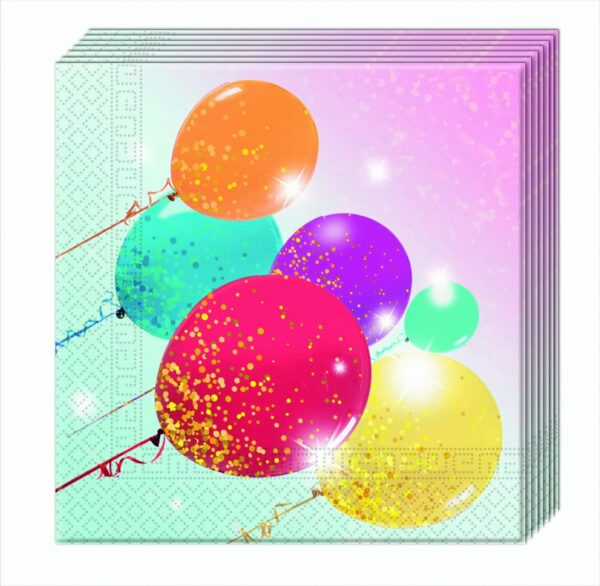 Glitzernde Balloons 2-lagige Papier Servietten 33x33cm