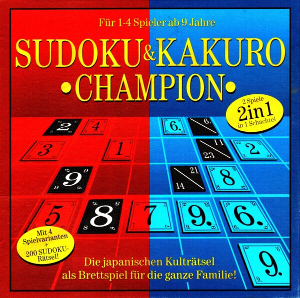 Sudoku und Kakuro - Champion - 2 Spiele in einer Schachtel, 200 Sudokuräsel, 4 Spielvarianten