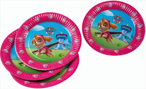 tib 19713 Pappteller Paw Patrol 6-teilig, Durchmesser 23 cm, Farbe rosa, one size