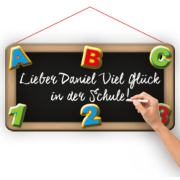 Kinderfest Einschulung ABC Türschild mit Kreide zum selbst beschriften 55x29 cm