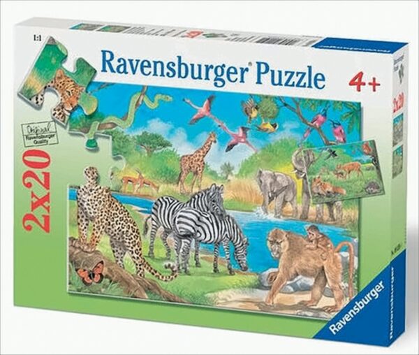 Ravensburger 09059 - Tiere hier und anderswo, 2 x 20 Teile Puzzle