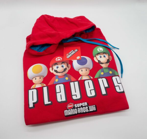 New Super Mario Bros Wii Hoddie Herren XL Rot/ Blau