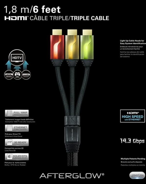 Afterglow HDMI Kabel 1,8m 3 Stk in rot, orange und limette