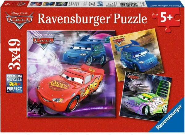 Ravensburger Kinderpuzzle 09305 - Auf der Rennstrecke - 3 x 49 Teile